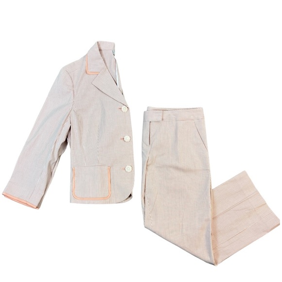 2PC Halogen Striped Suit Jacket and Ankle Capri Pants - Picture 3 of 9